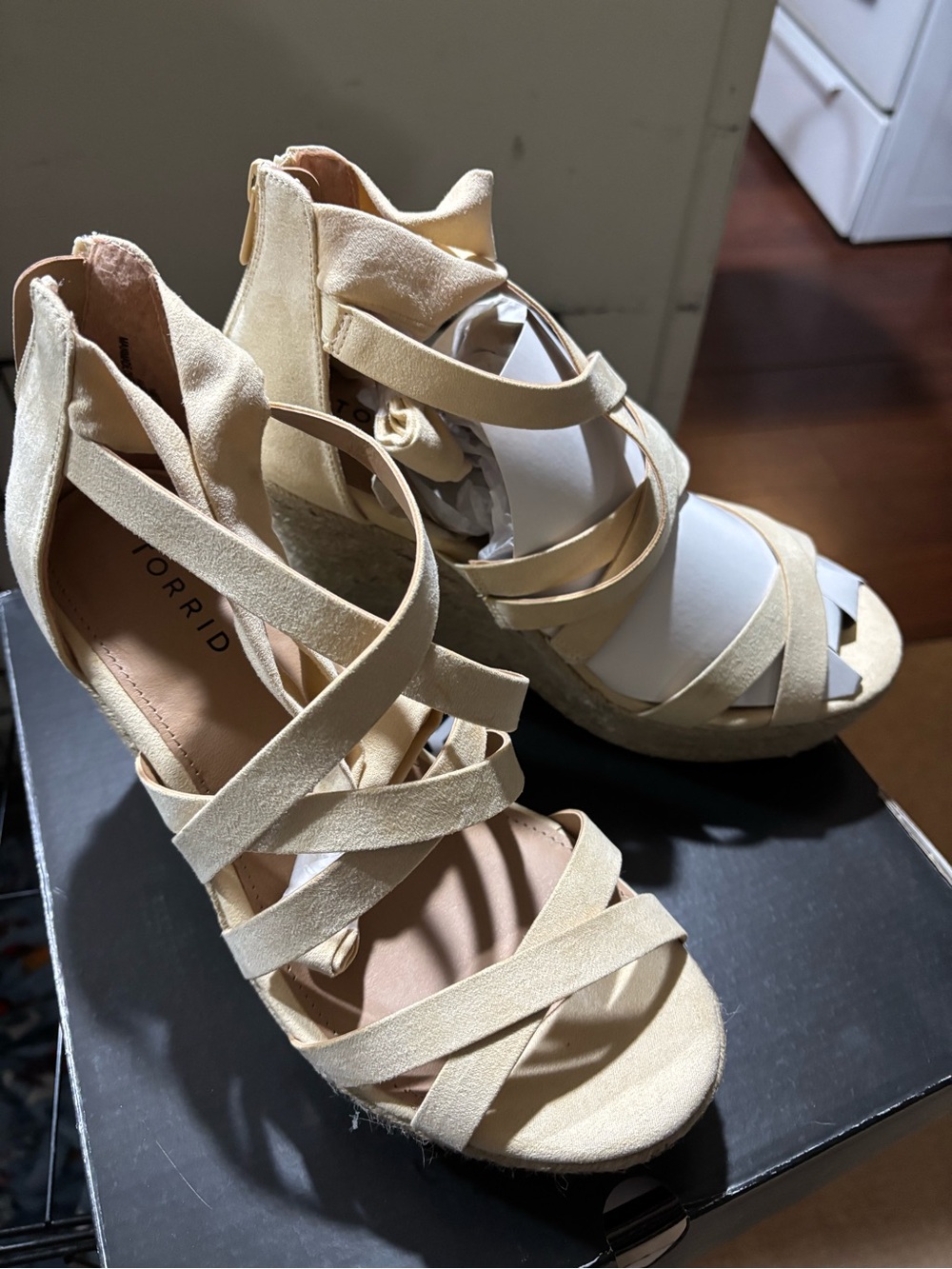 torrid Cream Multi-Strap Espadrille Wedge Sandals